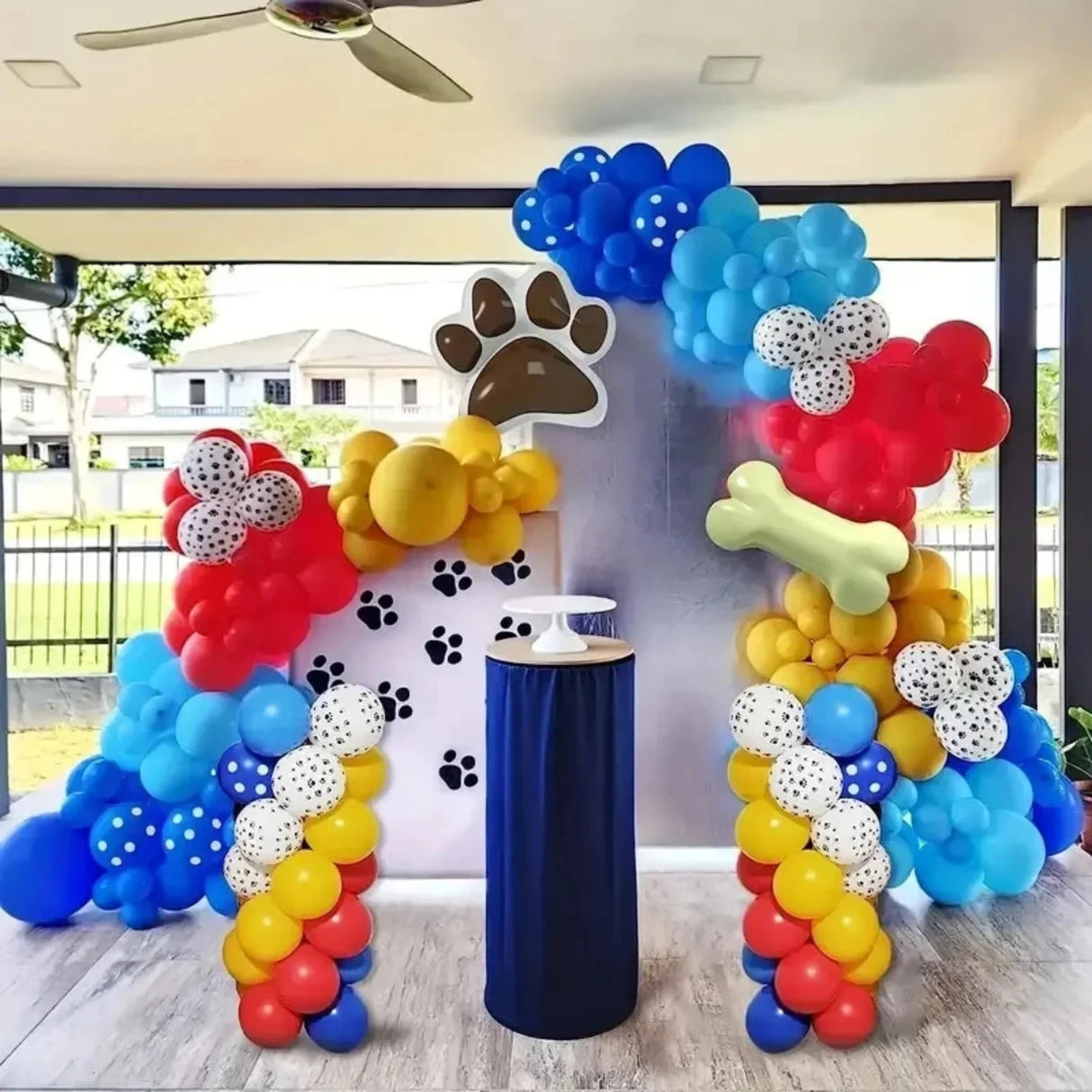 118Pcs A set of dog paw printed balloon wreath set, red, blue latex balloon patrol theme party for boys and girls' birthdays