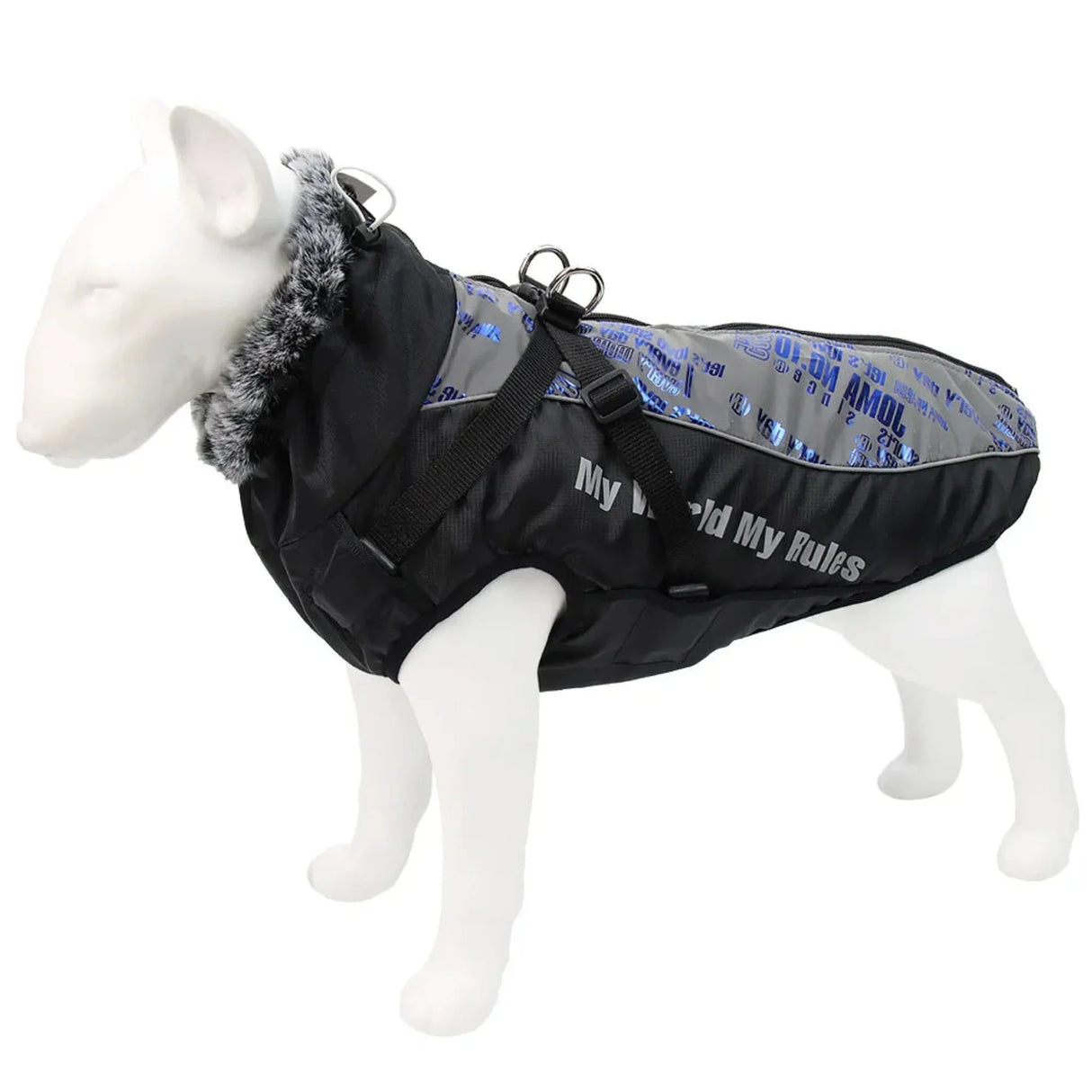 Stay Dry in Style  Waterproof Large Dog Clothes with Warm Furry Collar