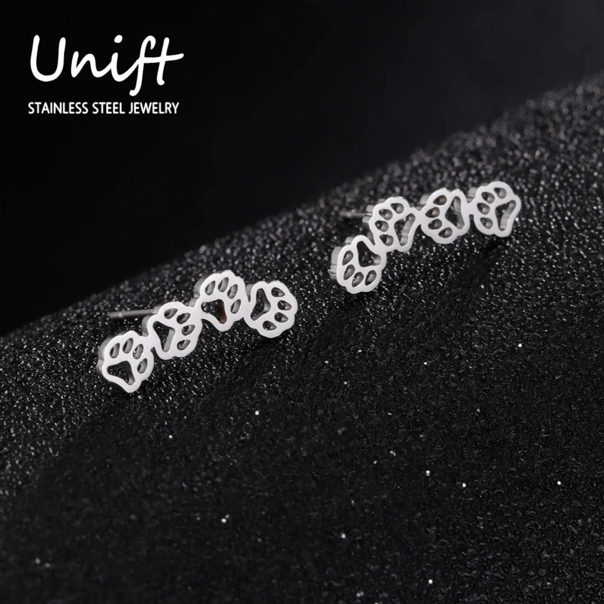 Unift Cute Dog Cat Paw Stud Earrings for Women Fashion Animal Paw Print Jewelry Stainless Steel Accessories Pet Lover Party Gift