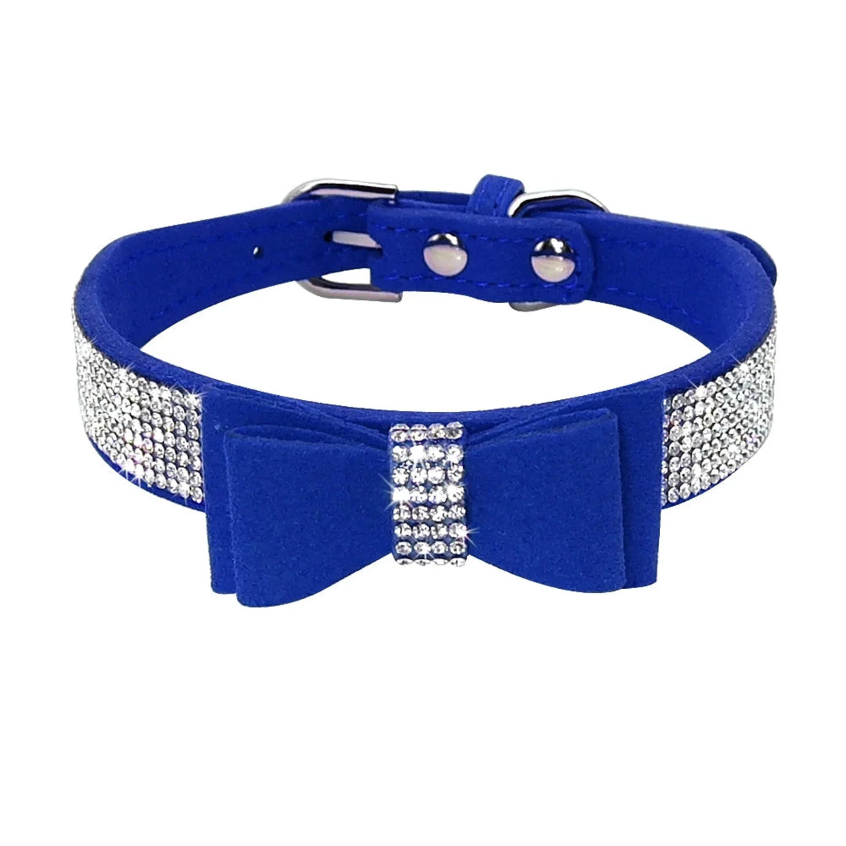 Small Medium Bling Rhinestone Suede Leather Bowknot Accessories Dog Collar Adjustable Pet Puppy Kitten Pug Necklace Collars