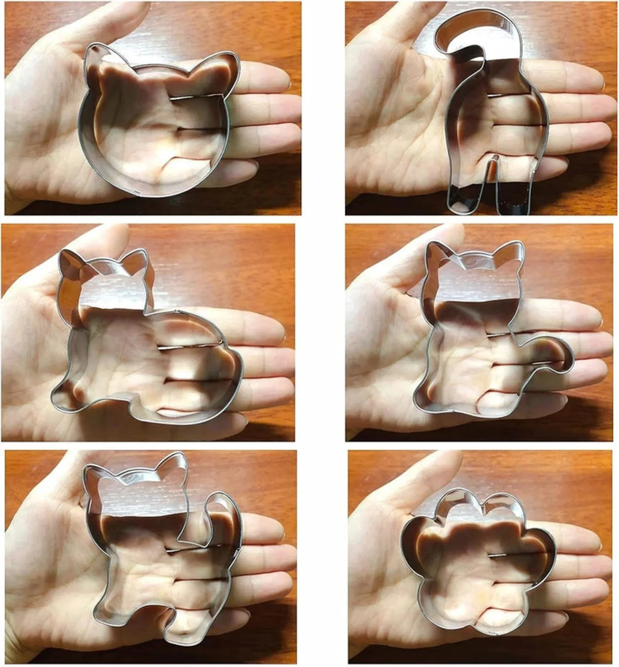 LMETJMA 9Pcs Cute Cat Shaped Cookie Cutter Set Stainless Steel Cat Cookie Biscuits Cutter Molds DIY Baking Fondant Cutter JT382