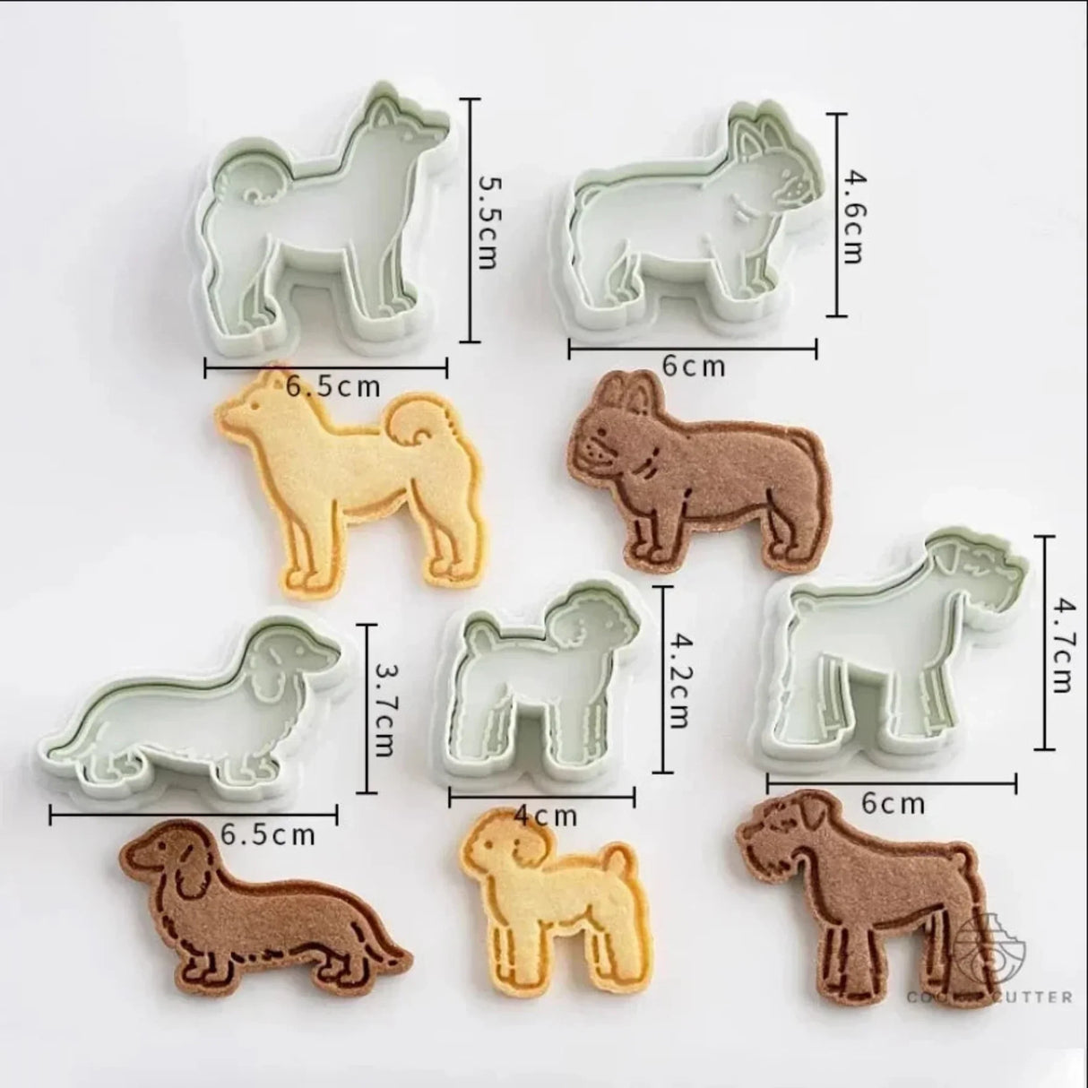 5Pcs/Set Dog Cookie Cutter Mold Cute Puppy Biscuit Stamp Embossers 3D Pastry Nut Jam Sandwich Cookie Hand Pressed Baking Items
