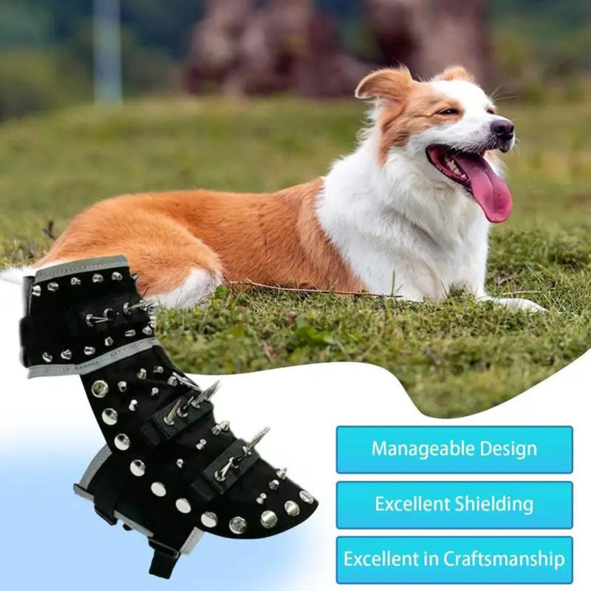 Spiked Dog Vest Waterproof Pet Harness with Spikes Adjustable Reflective Anti Coyote Dog Coat Dog Protection Vest for Outdoor