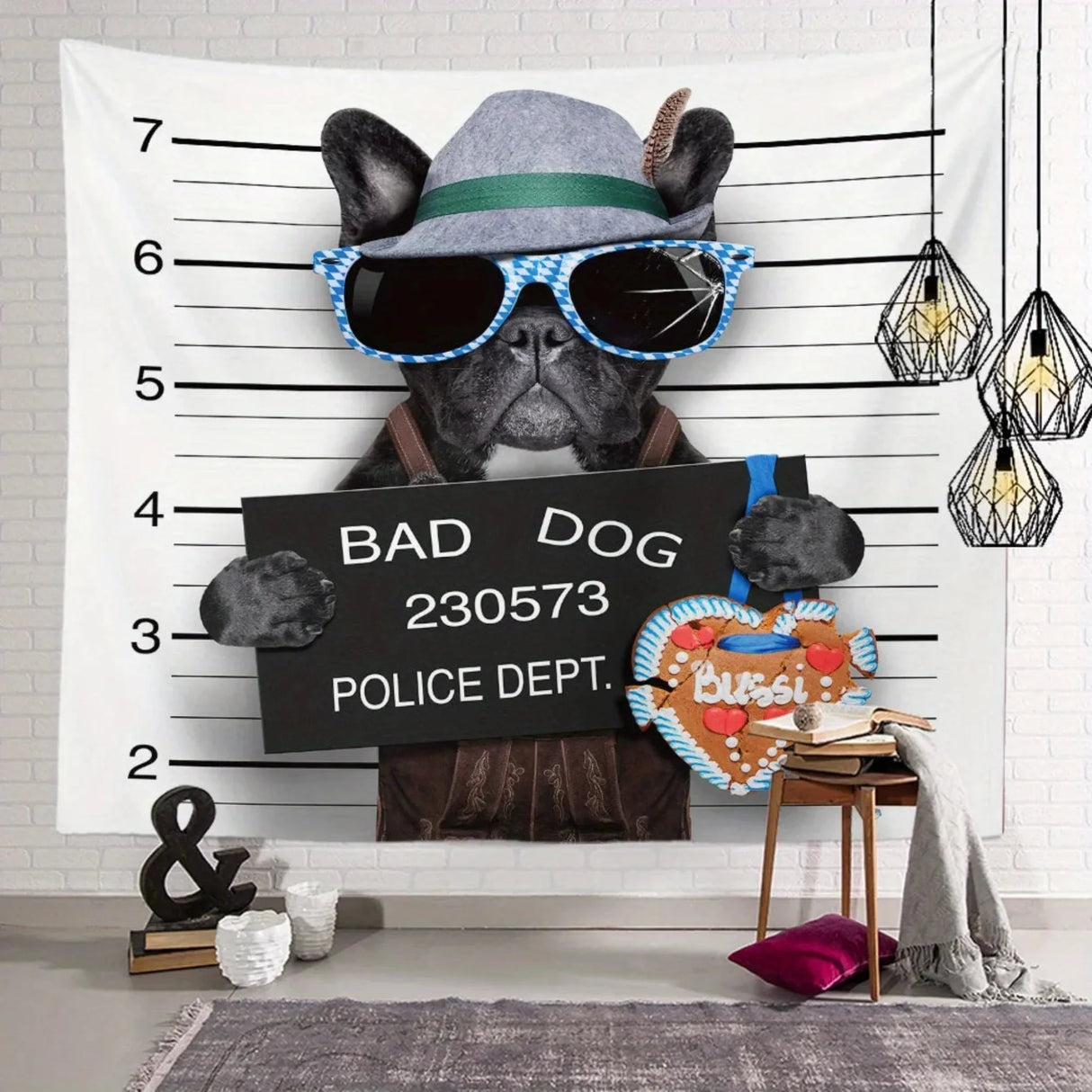 Bad Dog Pattern Tapestry Background Cloth Hanging Cloth Bedroom Bedside Decorative Wall Cloth Rental Dormitory Tapestry