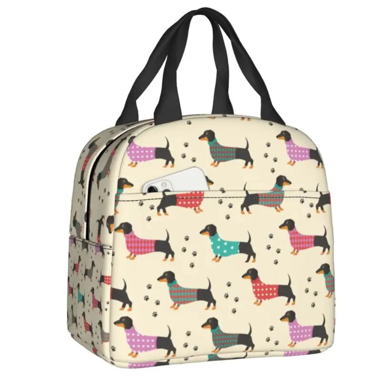 Kawaii Dachshund Dogs Insulated Lunch Tote Bag for Women Wiener Sausage Dog Portable Cooler Thermal Bento Box Work School Travel