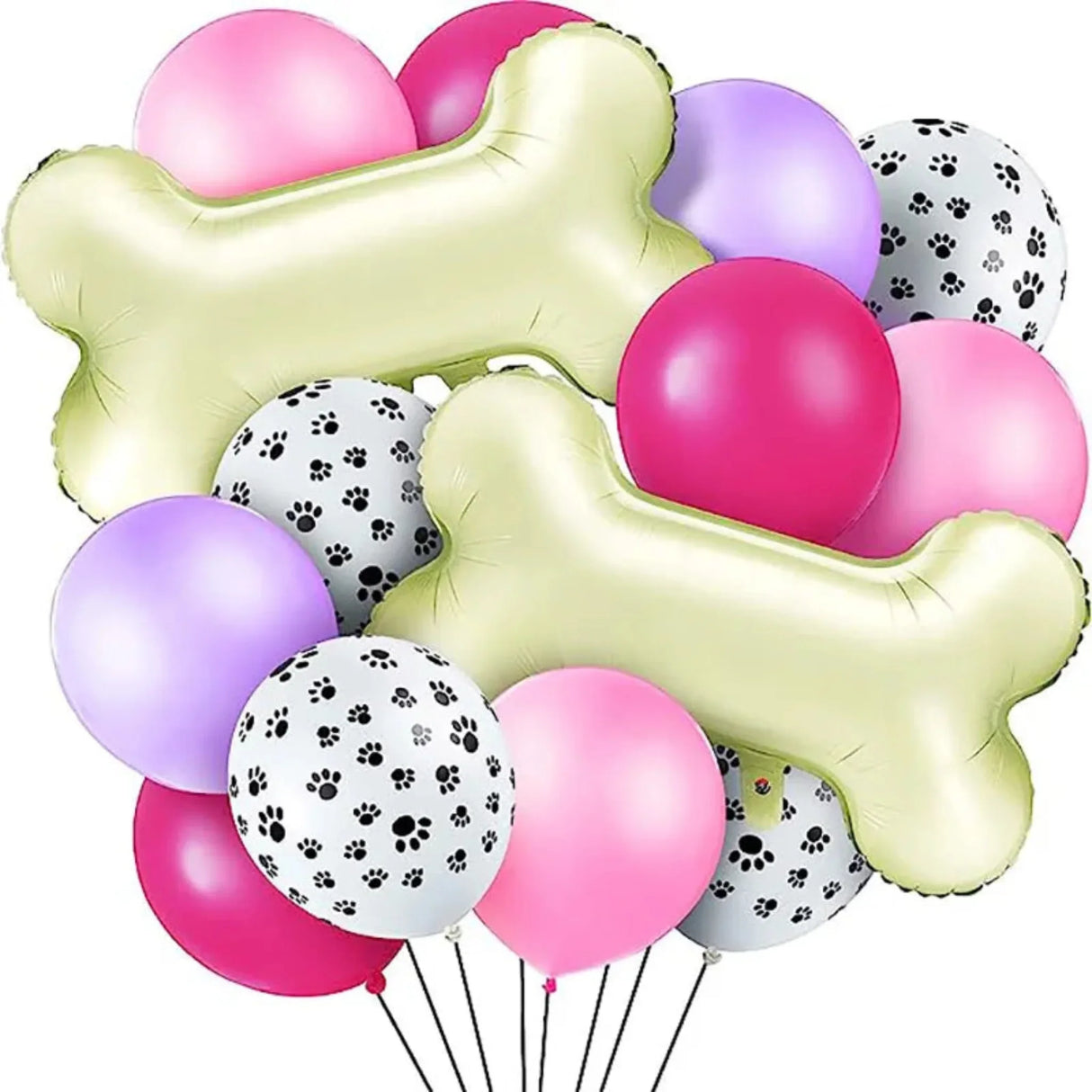 12pcs Dog Paw Print Latex Foil Balloons Bone Shaped Foil Balloons Props Pets Kids Birthday Party Supplies Outdoor Decorations