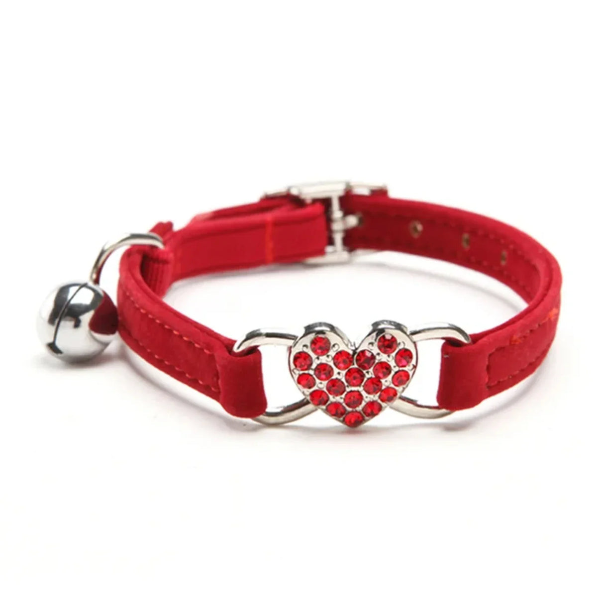 Heart Charm And Bell Cat Collar Safety Elastic Adjustable With Soft Velvet  8 Colors Pet Product Small Dog Collar