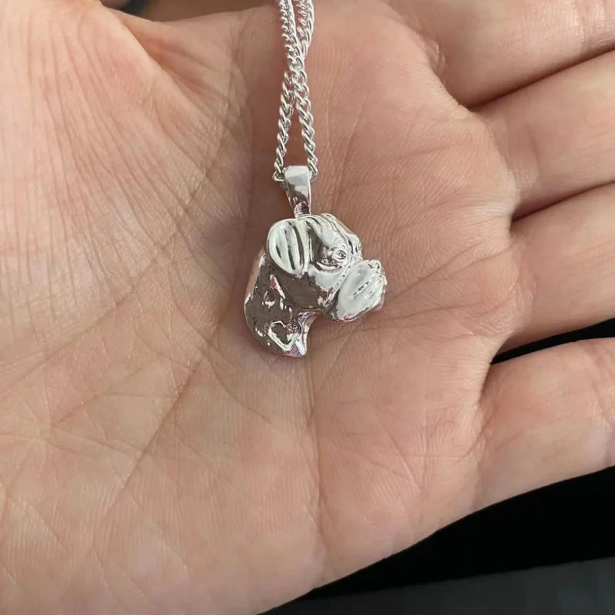 dog necklace Handmade boxer necklace Embossed pendant jewelry golden colors plated in stock fast delivery