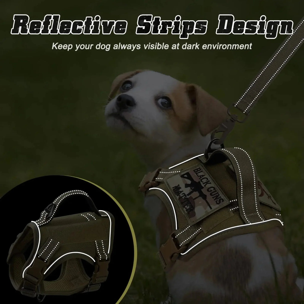 Tactical Dog Harness for Small Dogs - Military Service Dog Vest with Vertical Handle and Reflective Vest for Outdoor Training