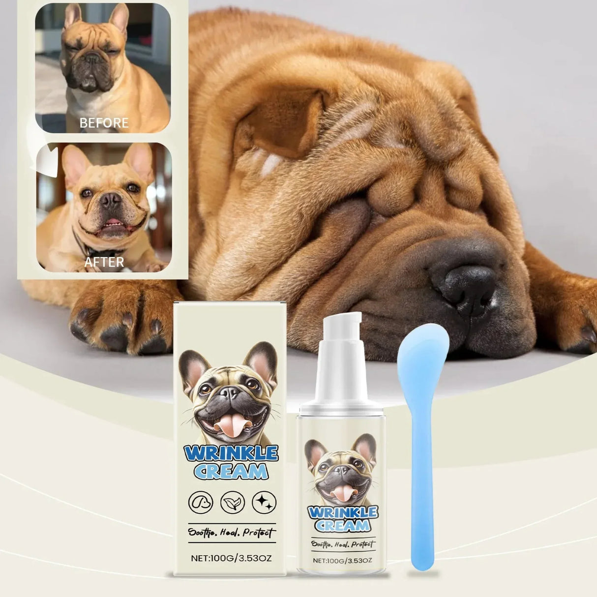 Wrinkle Cream Moisturizing Paste For Dogs Anti-Itch Cream For Dogs Moisturizing Cream Relieves Dry And Itchy Skin 1pc,100G