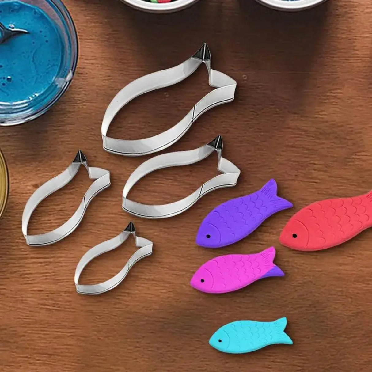 4pcs Fish Cookware Stainless Steel Biscuit Mold Cookie Cutter Fondant Cake Decorating Tools