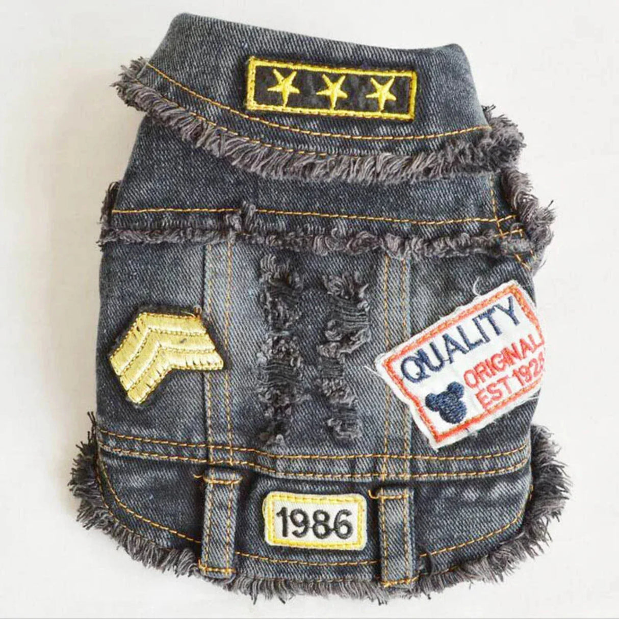 Vintage Washed Denim Jacket for Pets, Lapel Vests, Cool Blue Coat, Small and Medium Puppy Clothes, Classic Hoodie