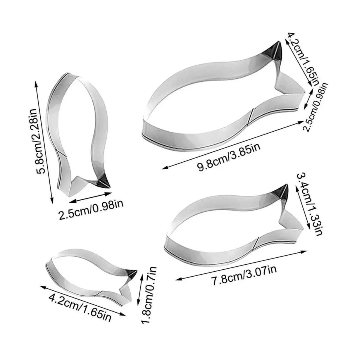 4pcs Fish Cookware Stainless Steel Biscuit Mold Cookie Cutter Fondant Cake Decorating Tools