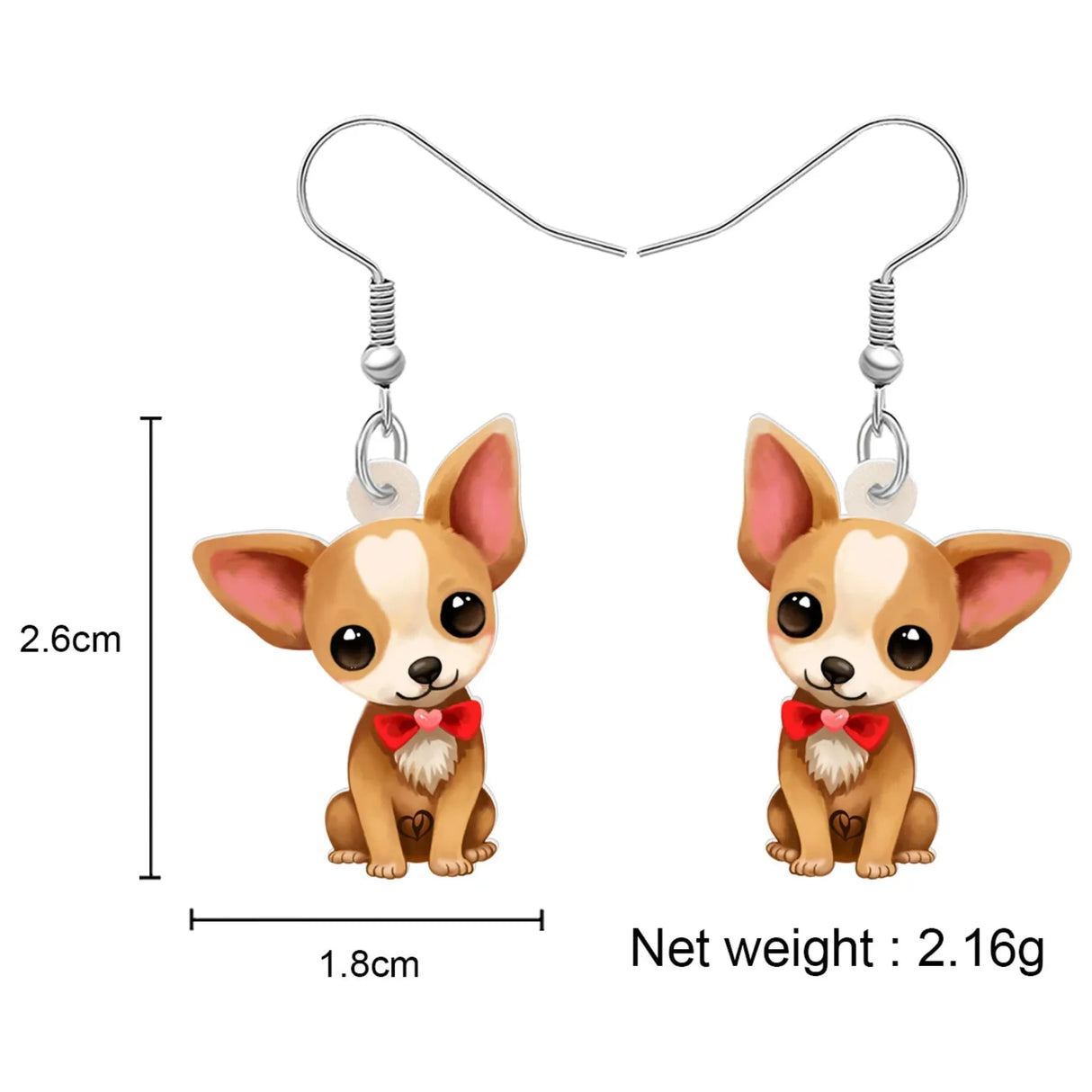 WEVENI Acrylic Cute Chihuahua Puppy Drop Dangle Doggy Pets Jewelry Earrings Jewelry For Women Kids Dog Lovers