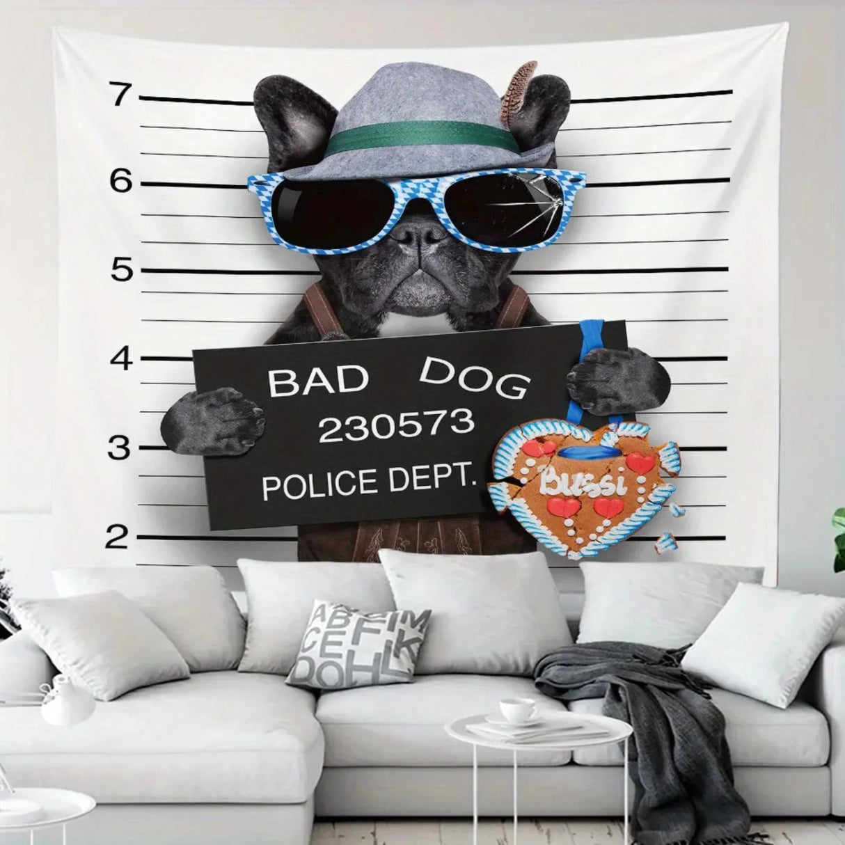 Bad Dog Pattern Tapestry Background Cloth Hanging Cloth Bedroom Bedside Decorative Wall Cloth Rental Dormitory Tapestry