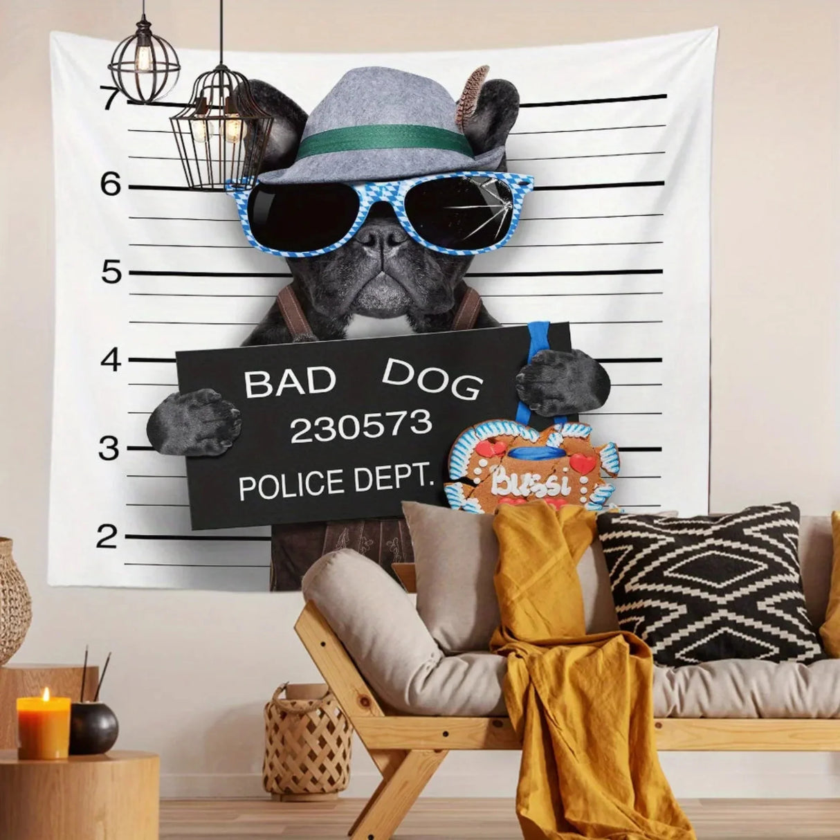 Bad Dog Pattern Tapestry Background Cloth Hanging Cloth Bedroom Bedside Decorative Wall Cloth Rental Dormitory Tapestry