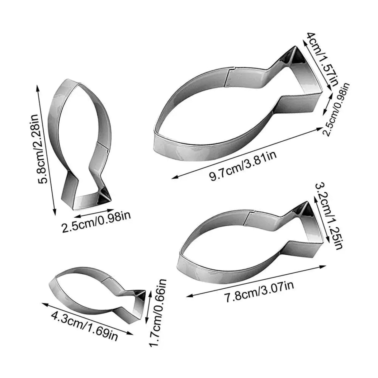 4pcs Fish Cookware Stainless Steel Biscuit Mold Cookie Cutter Fondant Cake Decorating Tools