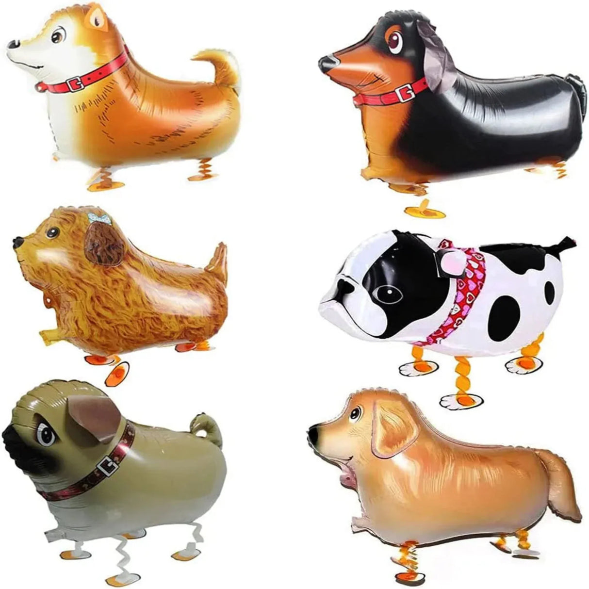 6 Pieces Walking Animal Balloon Pet Dog Balloon, Puppy Balloon Air Walker Birthday Party Supplies Balloon Animal Theme Birthday Party Decoration