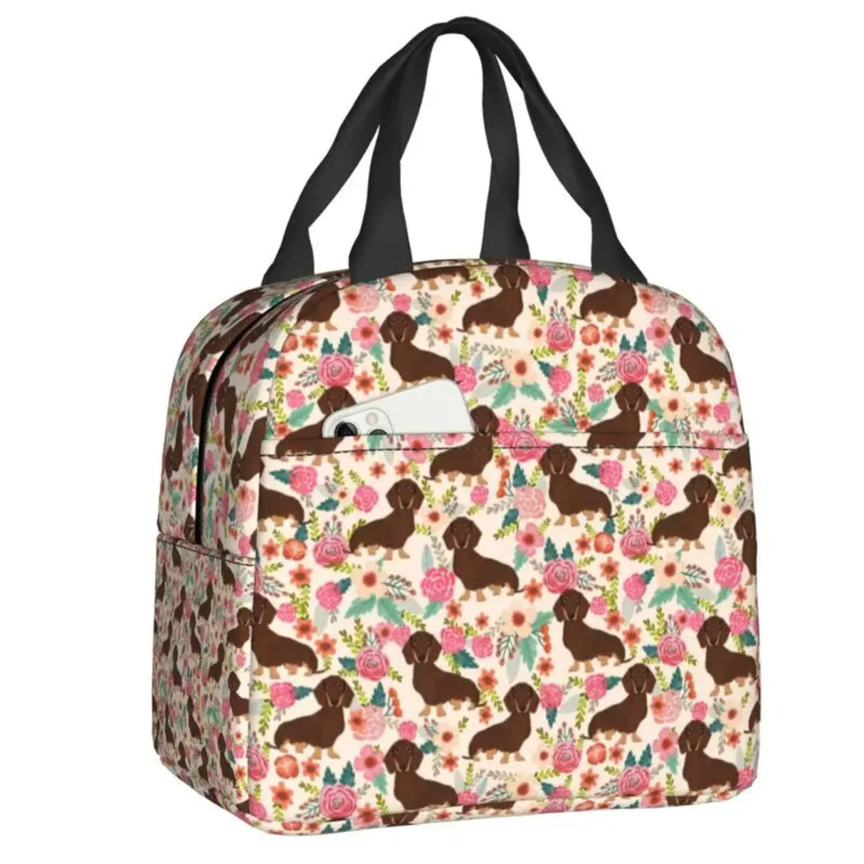 Kawaii Dachshund Dogs Insulated Lunch Tote Bag for Women Wiener Sausage Dog Portable Cooler Thermal Bento Box Work School Travel