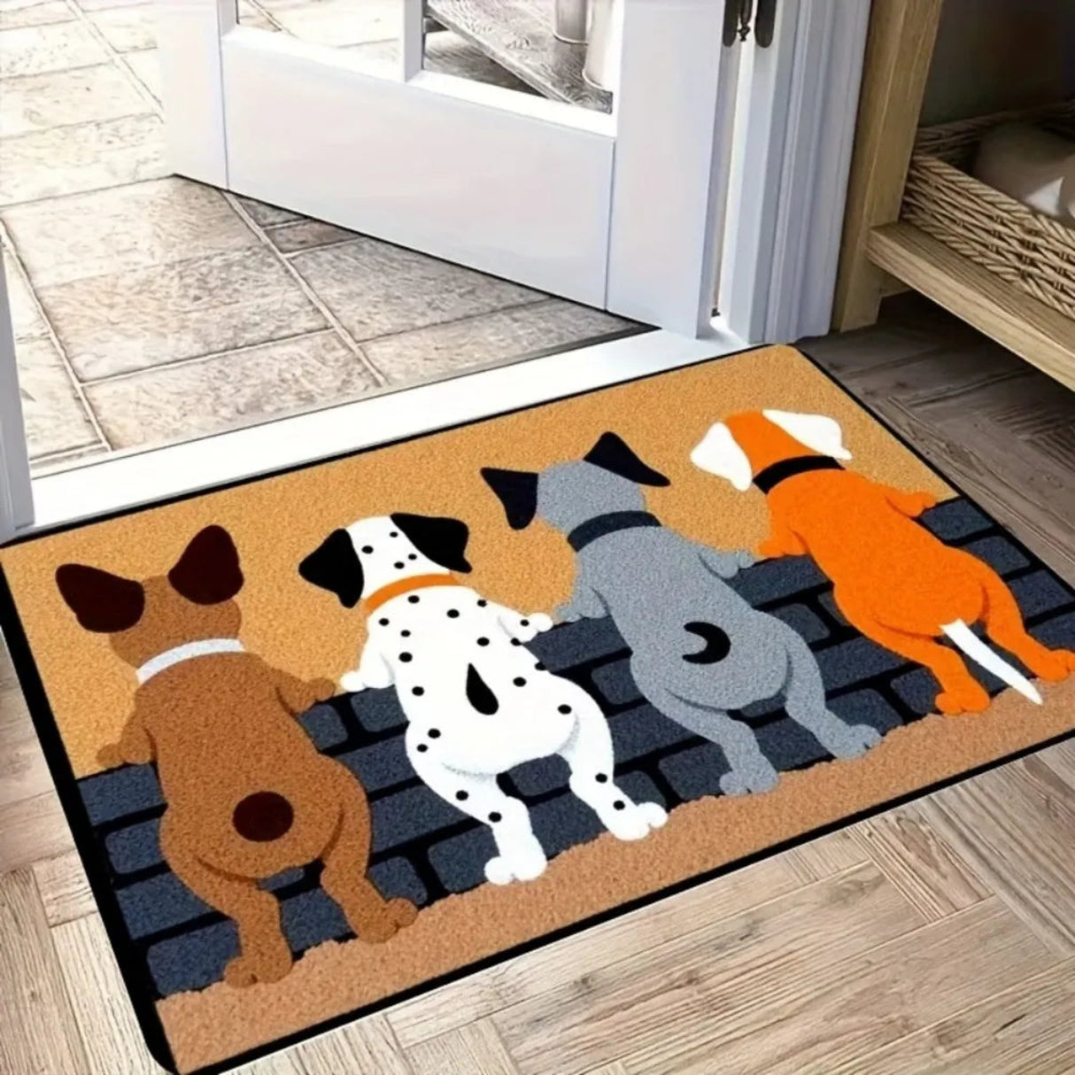 VIKAMA Christmas American-Style Puppy Carpet, For Entrance Hall And Bathroom, Anti-Slip, Warm Floor Mat For Winter, Home Decor