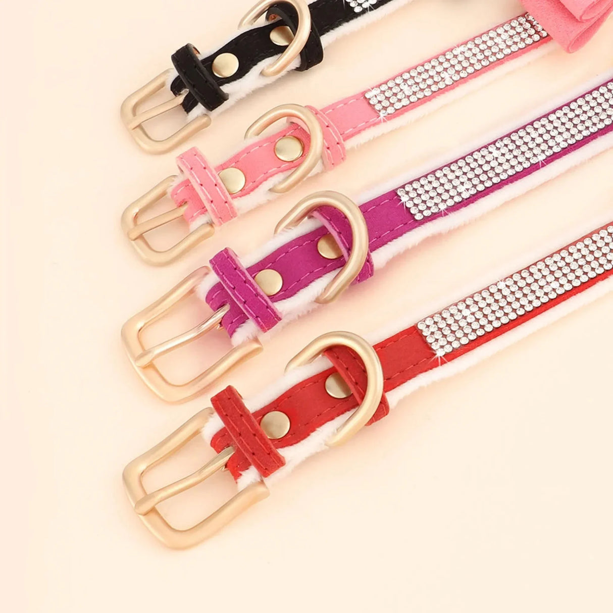 Cute Bowknot Dog Collar Bling Rhinestone Small Dogs Cat Collars Soft Velvet Pet Puppy Necklace Warm Glitter For Dogs Chihuahua