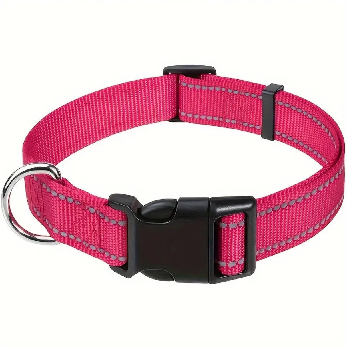 Secure & Adjustable  Dog Collar - High-Visibility Reflective Nylon, Perfect for Nighttime Safety, Comfort Fit with Quick Release