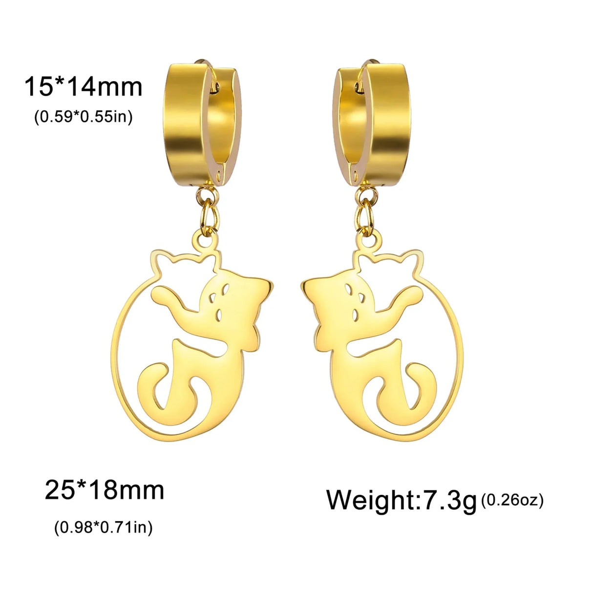 Unift Cute Hugging Cat Earrings for Women Girl Stainless Steel Drop Earrings Fashion Lovely Animal Jewelry Pet Kitten Lover Gift