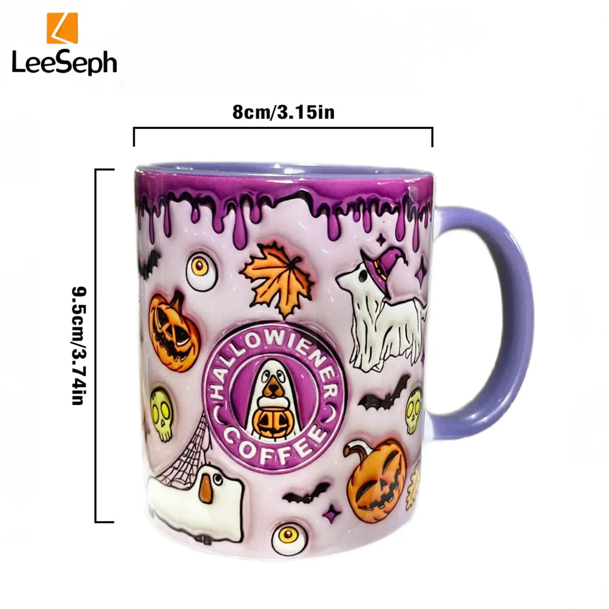 Leeseph Halloween Mug, Trick or Treat Halloween Pumpkin Cute Ghost Ceramic Coffee Mug, Coffee Lover Halloween Decor Gift