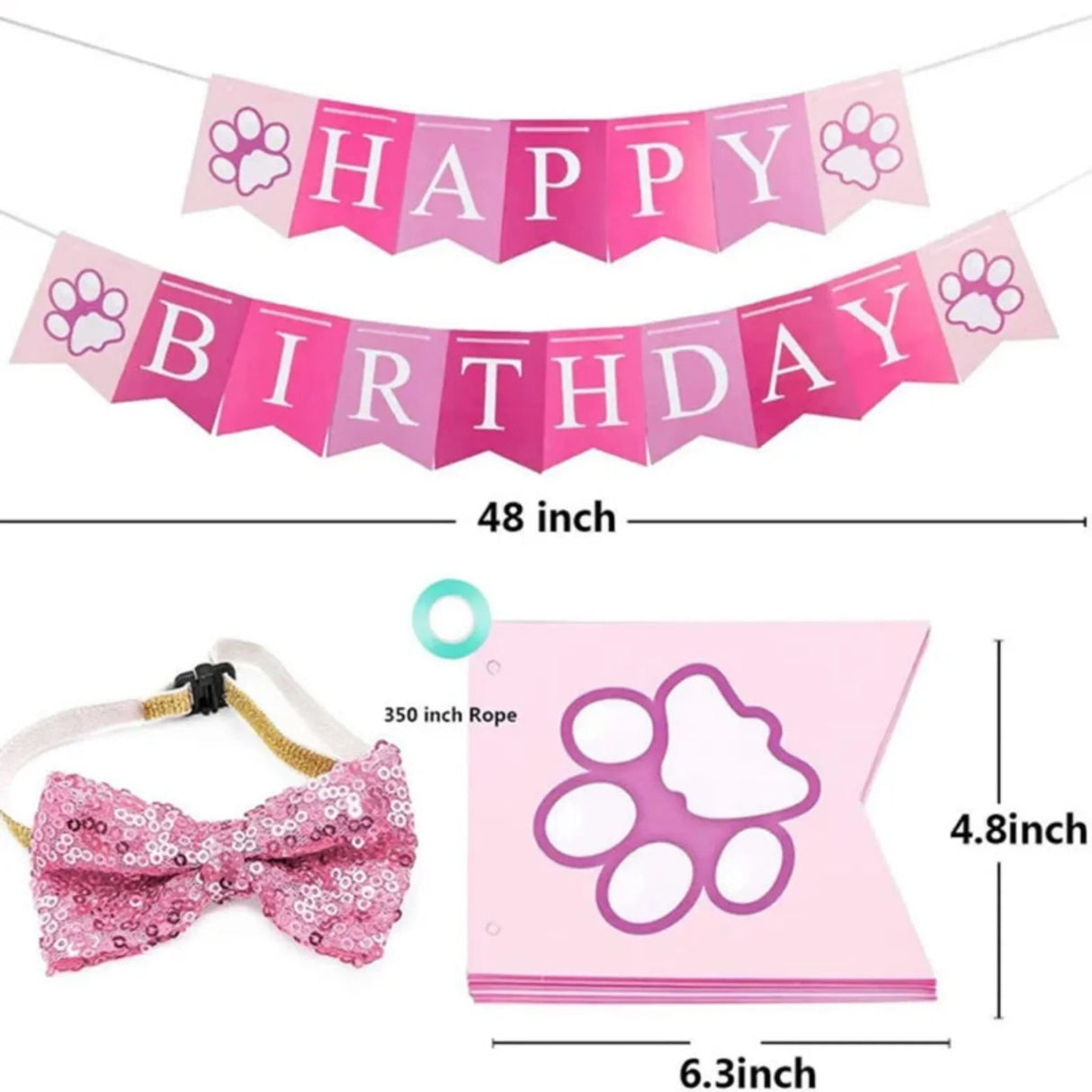 Artículos para fiestas de cumpleaños de perros, juego de pañuelos para cumpleaños de perro, niña y niño, con gorro, bufanda, pancarta de cumpleaños, globos y pajarita.