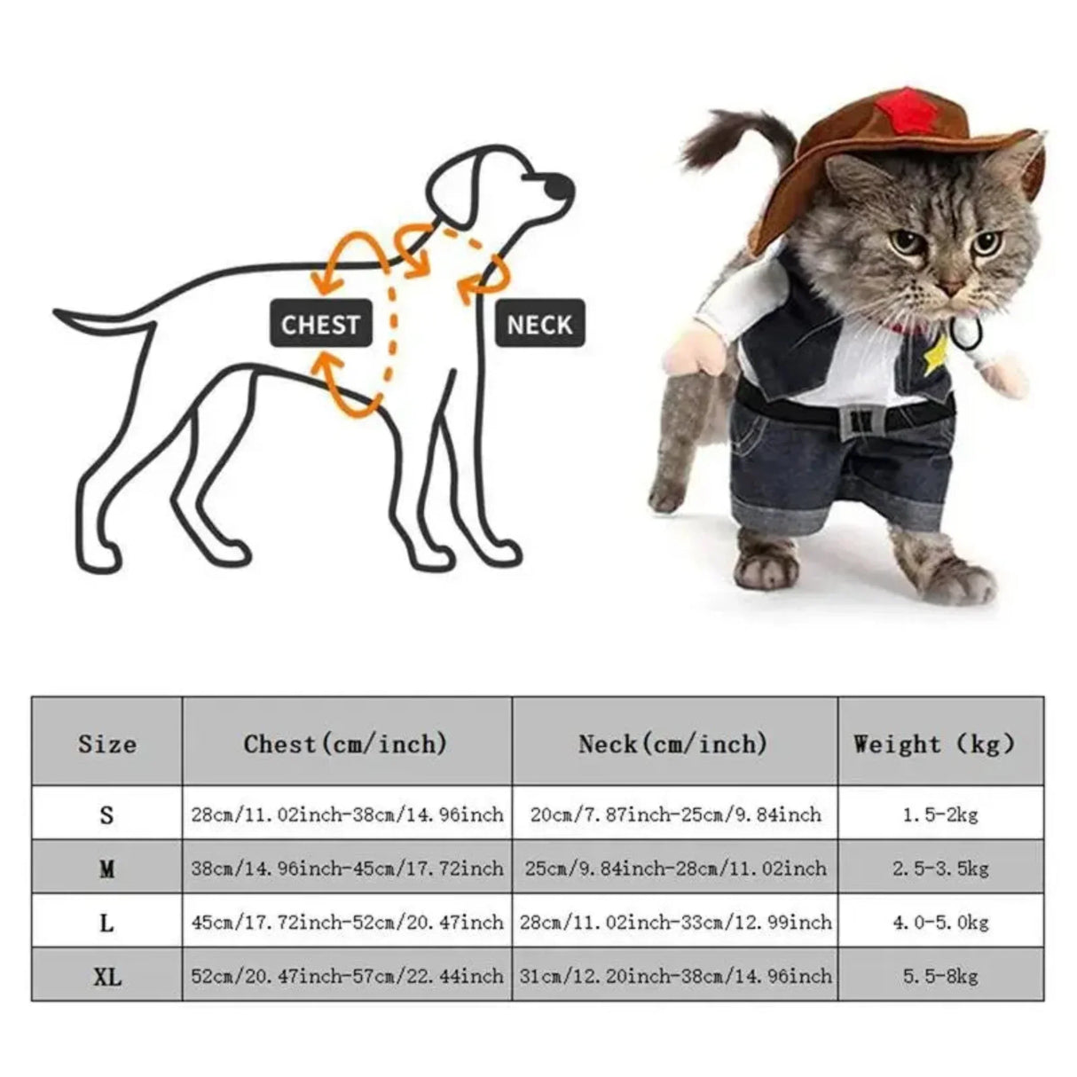 TONG Pet Dog Cat Costume Cowboy Jeans Hoodie Shirts Cowboy Cat Dog Costume with Hat Dog Clothes Halloween Costumes for Cat