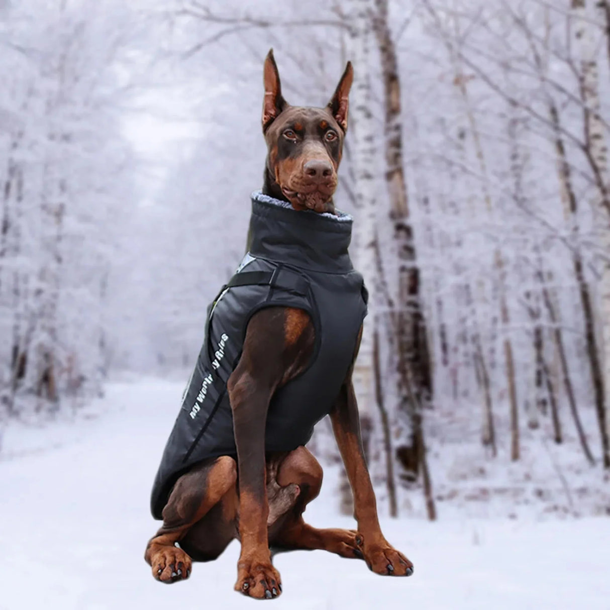 Stay Dry in Style  Waterproof Large Dog Clothes with Warm Furry Collar