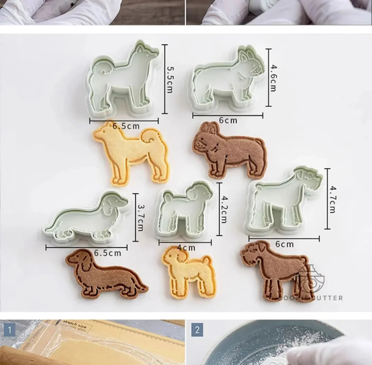 5Pcs/Set Dog Cookie Cutter Mold Cute Puppy Biscuit Stamp Embossers 3D Pastry Nut Jam Sandwich Cookie Hand Pressed Baking Items