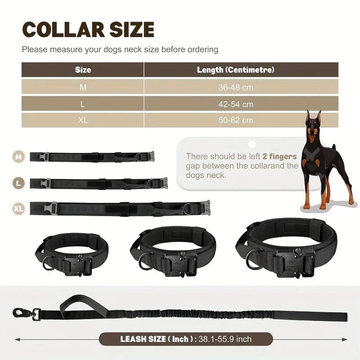 Medium and Large Breed Dog Collar Leash Set - Adjustable, Ergonomic Control Handle, Durable Heavy Metal Buckle - Ideal for Train