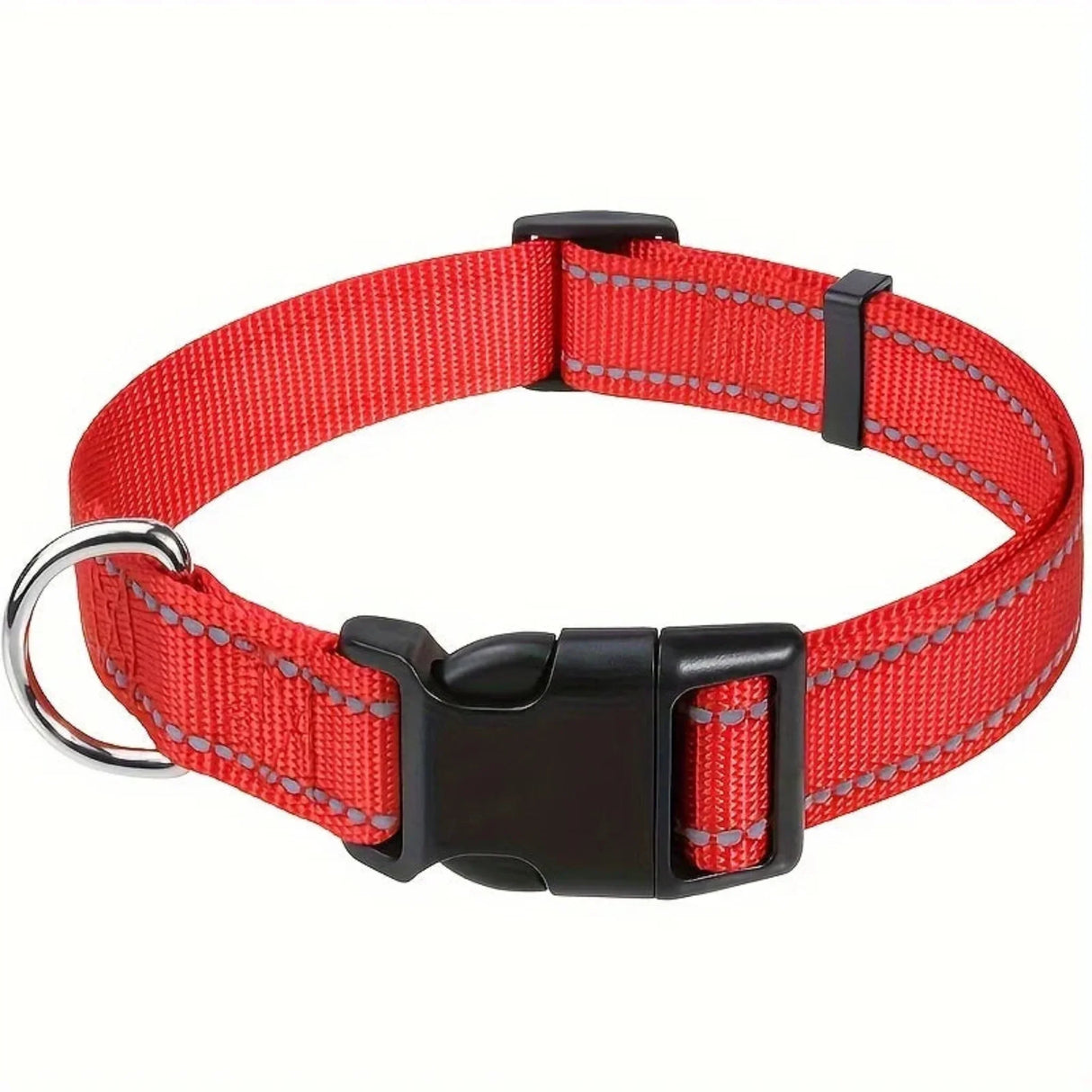 Secure & Adjustable  Dog Collar - High-Visibility Reflective Nylon, Perfect for Nighttime Safety, Comfort Fit with Quick Release