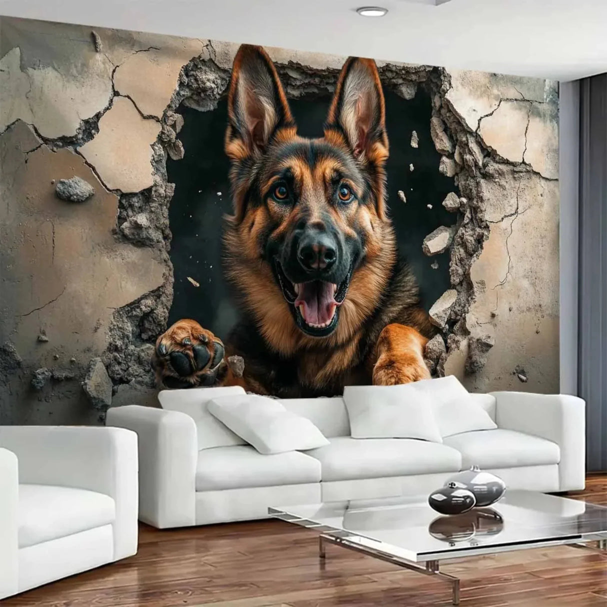 3D Wolf Dog Breakthrough Wall Tapestry-Suitable for Living Room, Bedroom, Dormitory Decorative Wall Art Hanging Cloth
