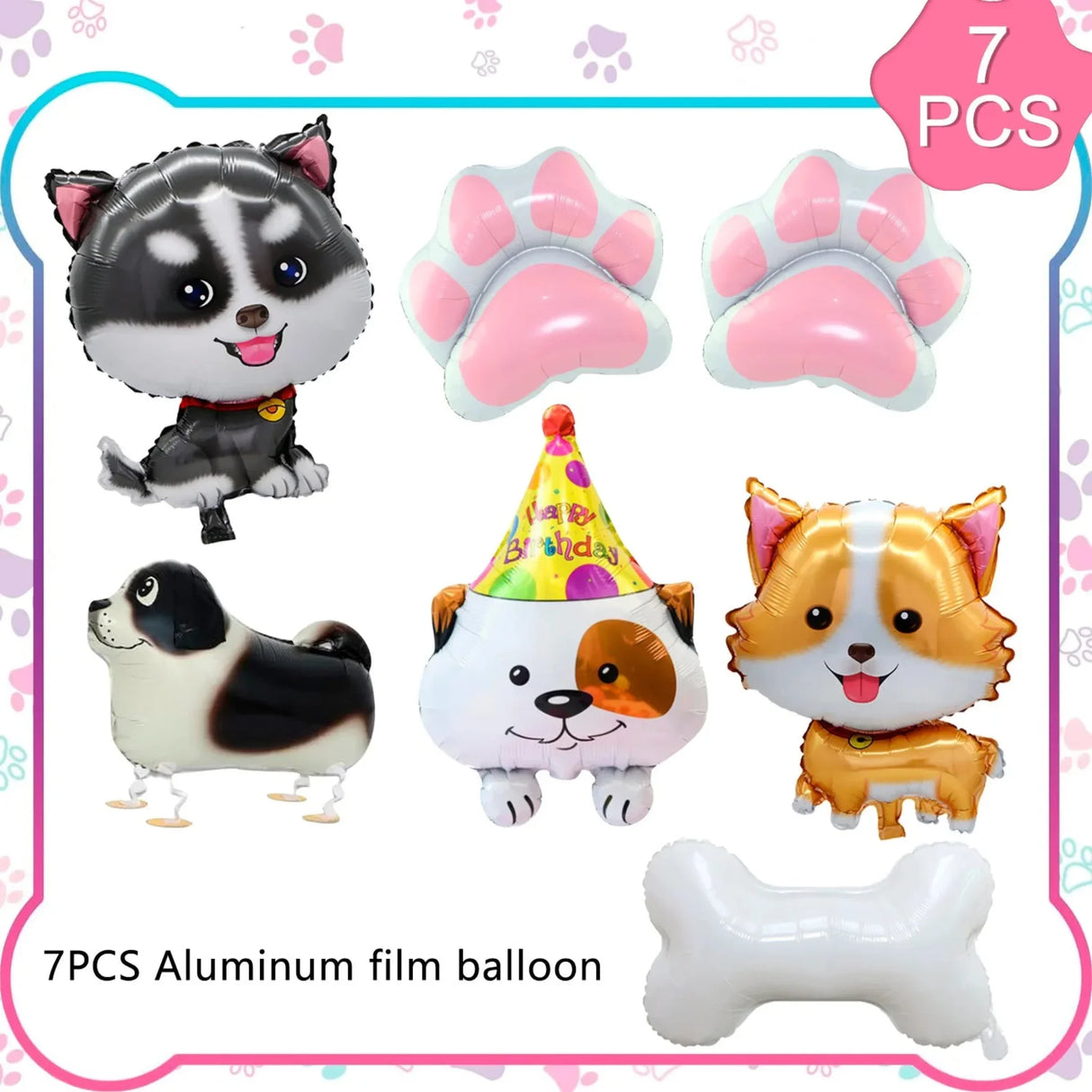 Puppy Party Decorations Balloons,7pcs Puppy Balloons Including Puppy Paw Foil Balloon & Dog Balloons Foil Balloons for Boys Kids