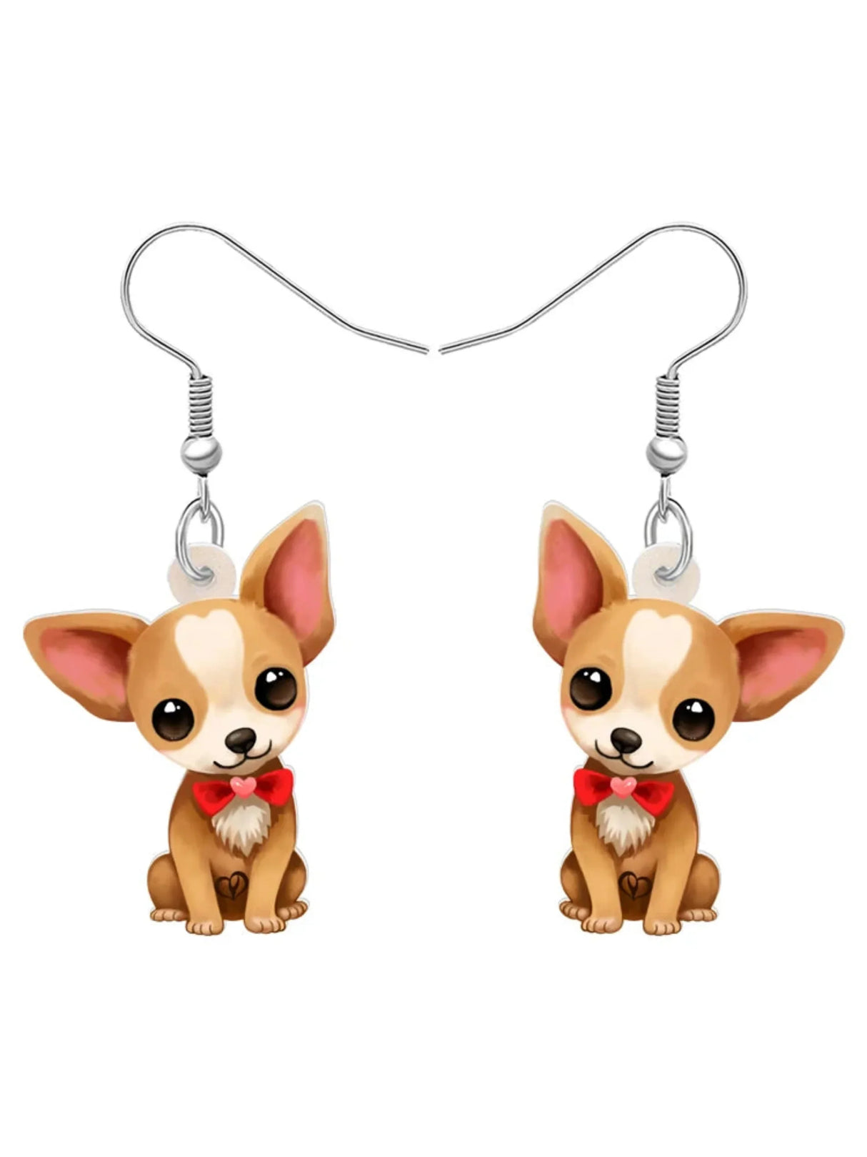 WEVENI Acrylic Cute Chihuahua Puppy Drop Dangle Doggy Pets Jewelry Earrings Jewelry For Women Kids Dog Lovers