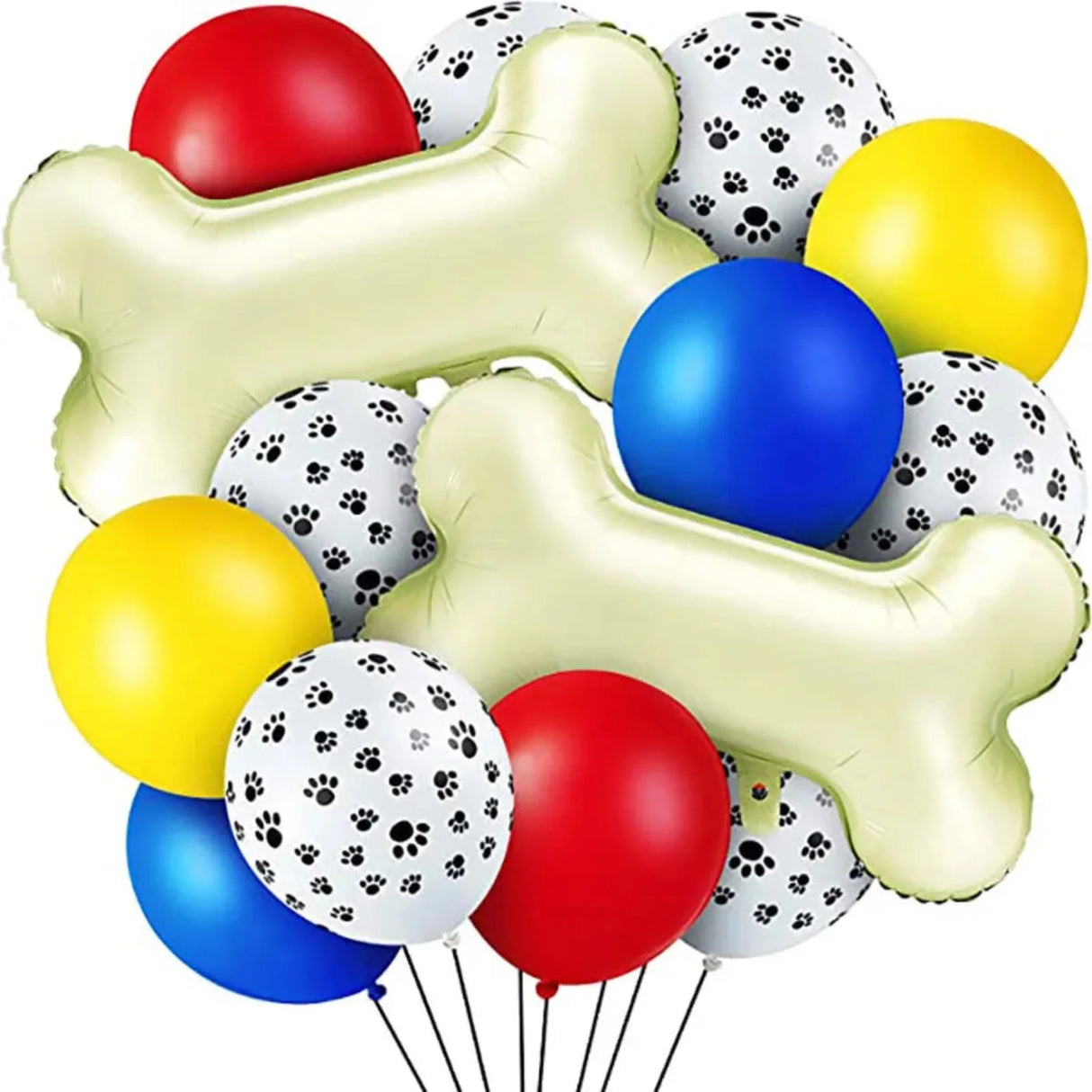 12pcs Dog Paw Print Latex Foil Balloons Bone Shaped Foil Balloons Props Pets Kids Birthday Party Supplies Outdoor Decorations