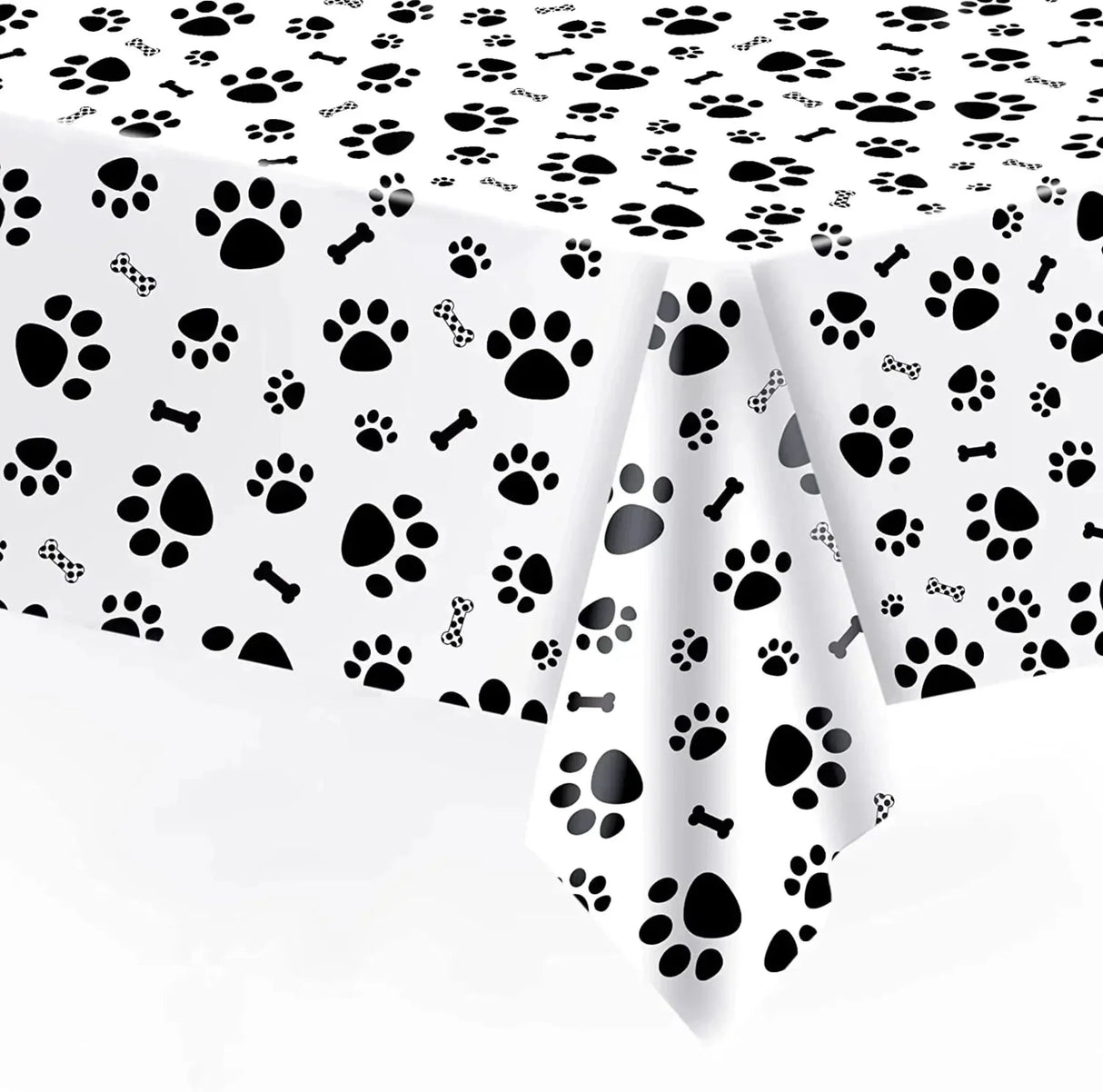 Puppy Themed Birthday Decorations Black White Arts Dog and Cat Paw Party Supplies Disposable Tablecloth Napkins kids Baby shower
