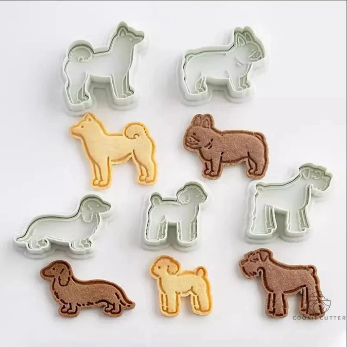 5Pcs/Set Dog Cookie Cutter Mold Cute Puppy Biscuit Stamp Embossers 3D Pastry Nut Jam Sandwich Cookie Hand Pressed Baking Items