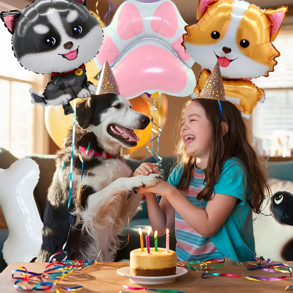 Puppy Party Decorations Balloons,7pcs Puppy Balloons Including Puppy Paw Foil Balloon & Dog Balloons Foil Balloons for Boys Kids
