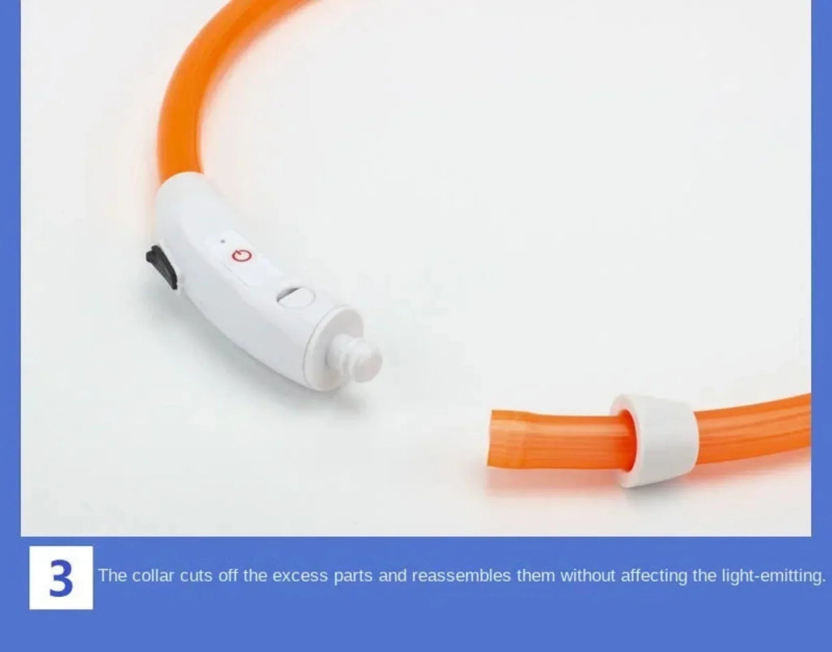 Led Light Dog Collar Detachable Glowing USB Charging Luminous Leash for Big Cat Collar Small Bright Labrador Pets Dogs Products