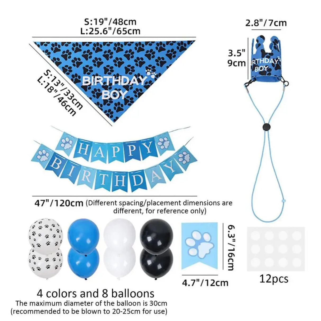 Pet Birthday Party Banner Pull Flag Birthday Hat Dog Paw Balloon Pet Props Pet Accessories For Small Medium Dogs Pets