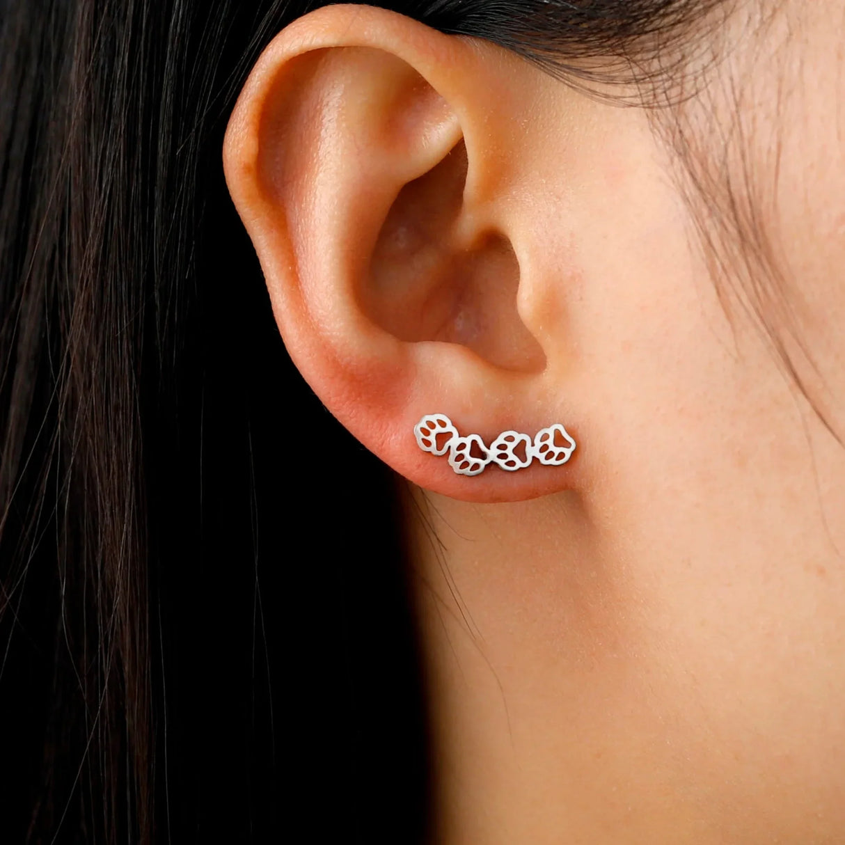 Unift Cute Dog Cat Paw Stud Earrings for Women Fashion Animal Paw Print Jewelry Stainless Steel Accessories Pet Lover Party Gift