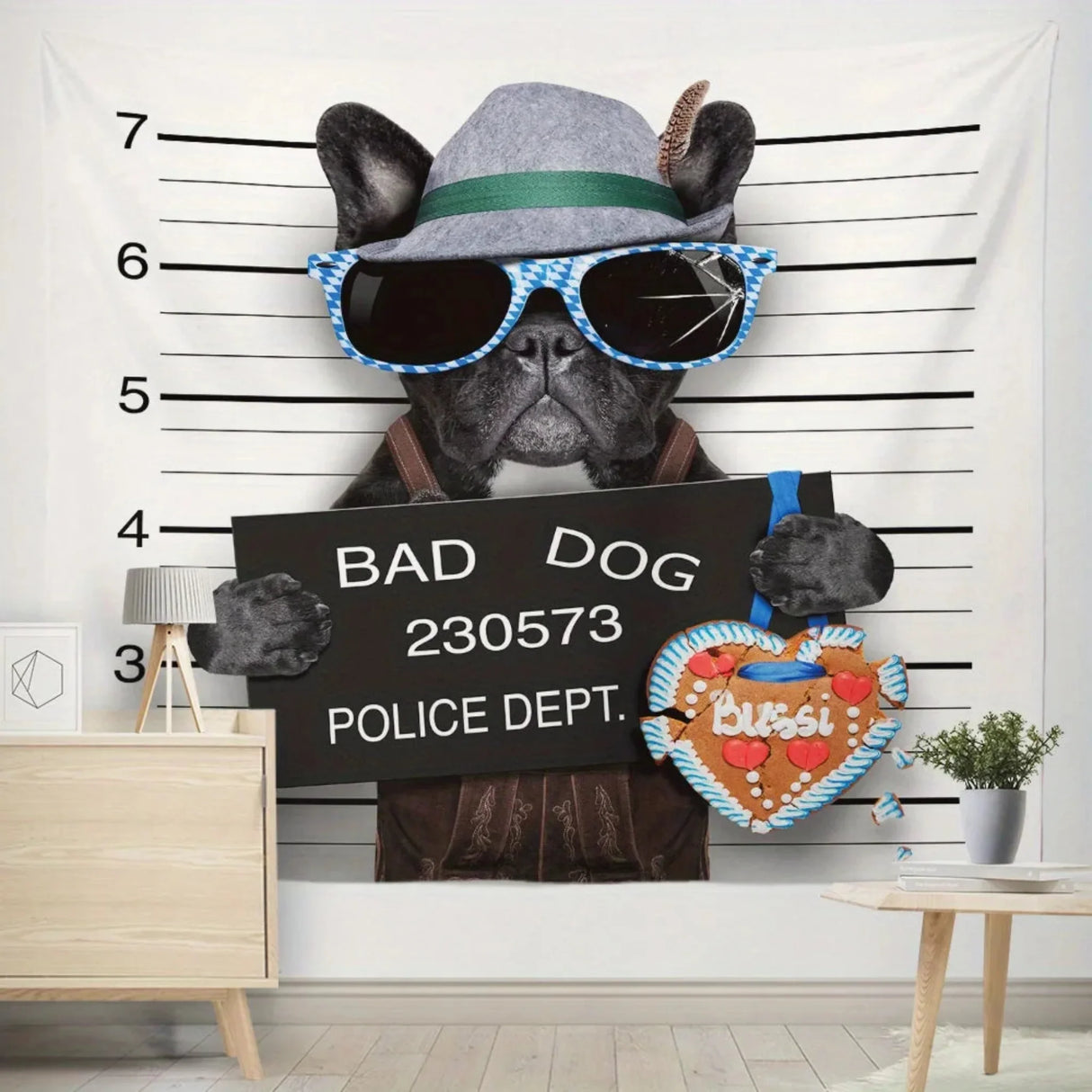 Bad Dog Pattern Tapestry Background Cloth Hanging Cloth Bedroom Bedside Decorative Wall Cloth Rental Dormitory Tapestry