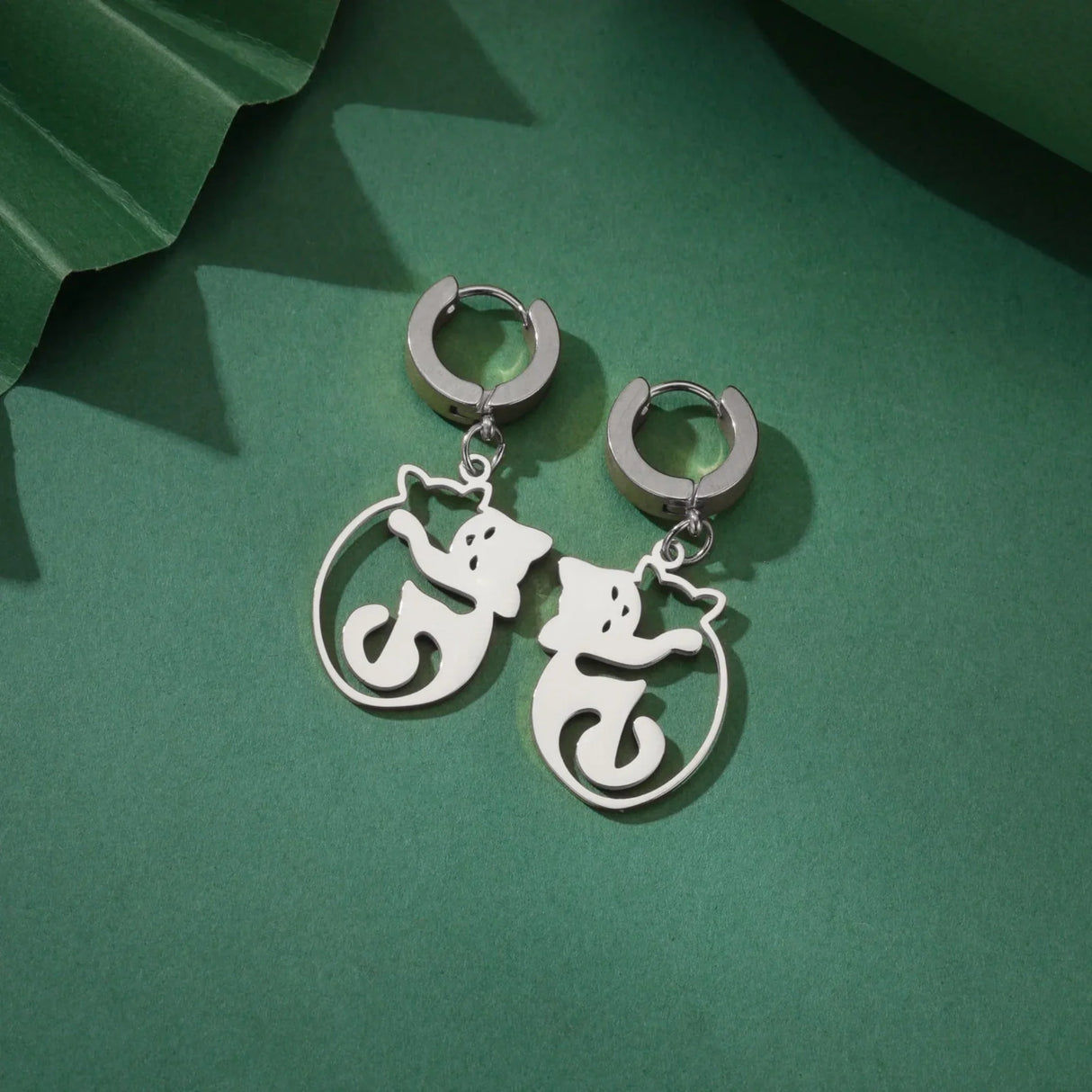 Unift Cute Hugging Cat Earrings for Women Girl Stainless Steel Drop Earrings Fashion Lovely Animal Jewelry Pet Kitten Lover Gift