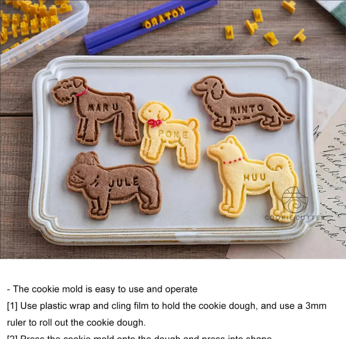 5Pcs/Set Dog Cookie Cutter Mold Cute Puppy Biscuit Stamp Embossers 3D Pastry Nut Jam Sandwich Cookie Hand Pressed Baking Items