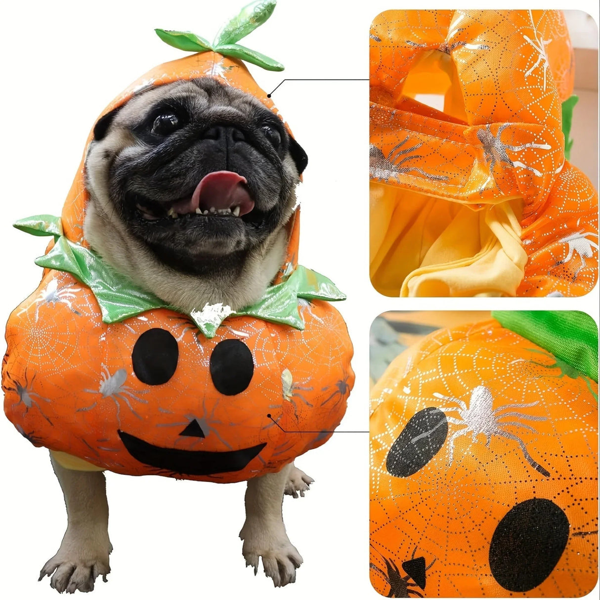 Halloween Pumpkin Dog Costume with Witch Hat - Fun Cosplay Outfit for Small to Medium Dogs and Cats, Includes Pumpkin Headgear, Perfect for Holiday Parties, Machine Washable Polyester, Festive Pet Wear|Halloween Clothing|Dura