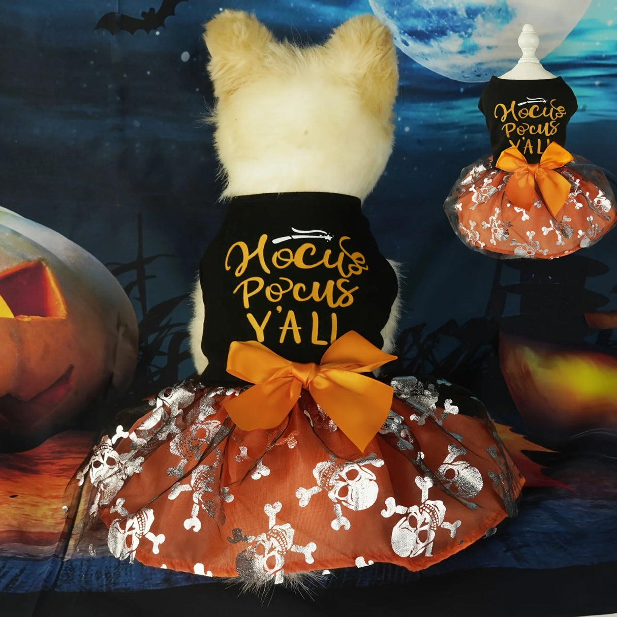 Funny Dog Halloween Tulle Dress, Holiday Dog Clothes For Small Dogs Girl, Funny Pirate Skull Pet Costume, Witch Cat Outfit