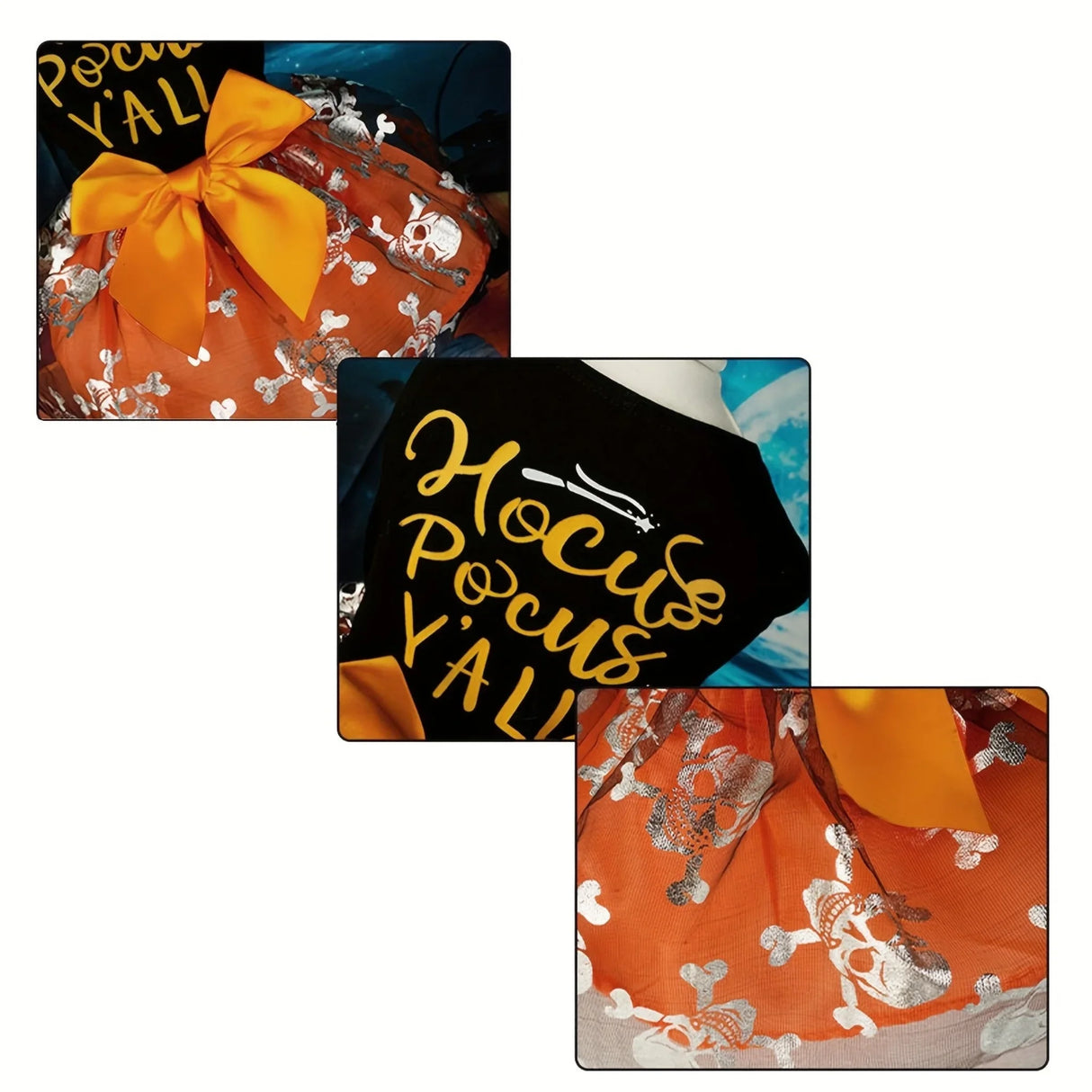 Funny Dog Halloween Tulle Dress, Holiday Dog Clothes For Small Dogs Girl, Funny Pirate Skull Pet Costume, Witch Cat Outfit